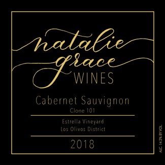 2018 Cabernet Sauvignon, cl 101, Natalie Grace Wines, Estelle Vineyard, Los Olivos District